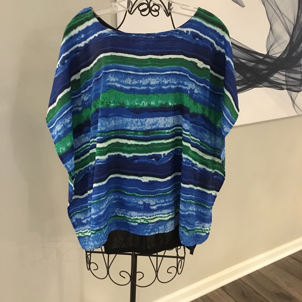 Michael Kors Blue Stripe Kaftan Tunic Top